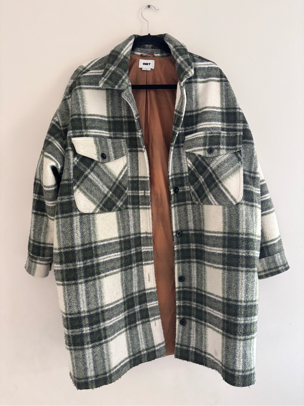 Obey Green & White Plaid Shacket